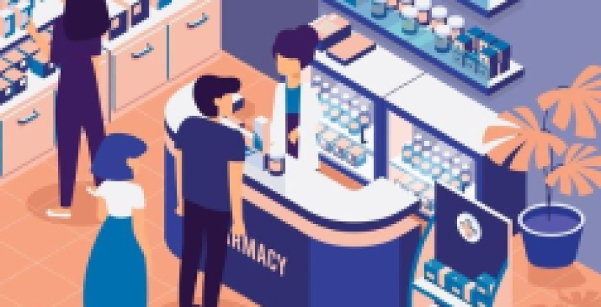 Free Vector _ People shopping in an isometric pharmacy